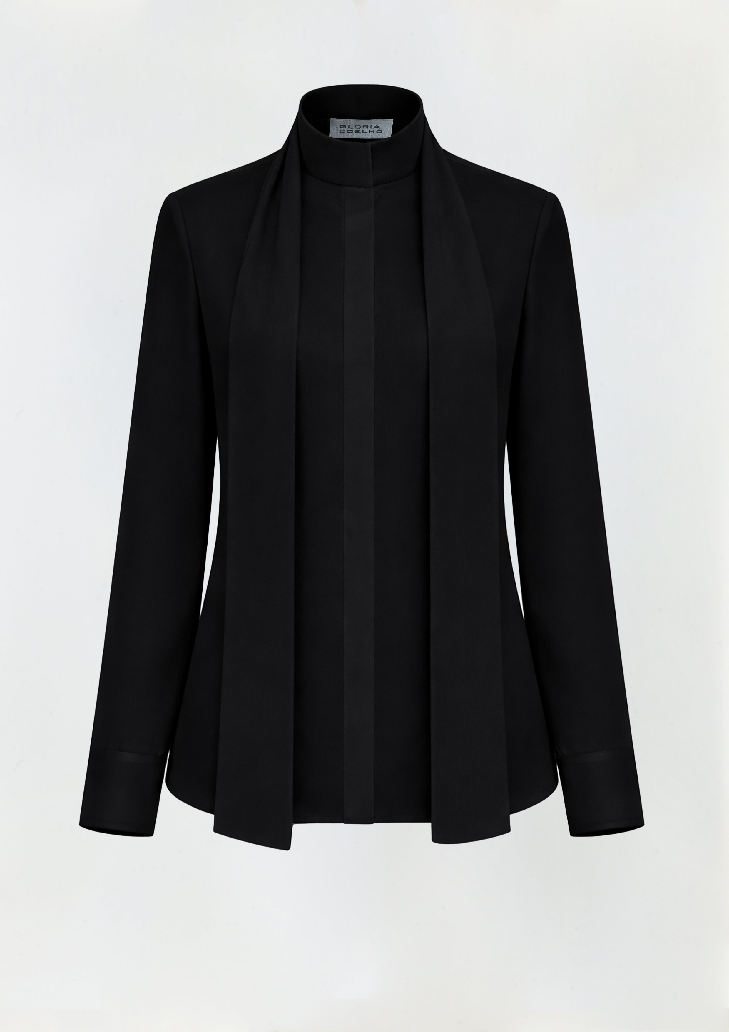 CAMISA DE CREPE COM GOLA LAÇO