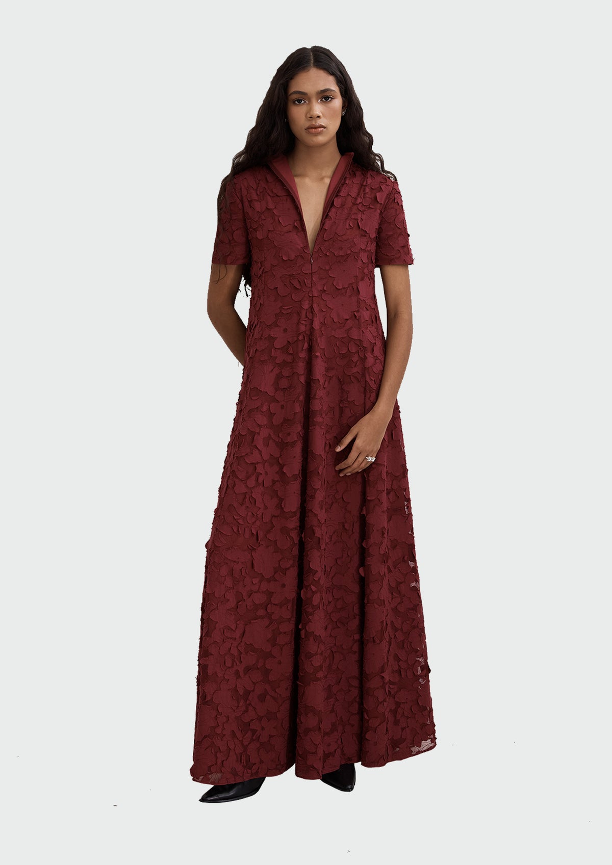 VESTIDO LINHA A COM MANGA CURTA