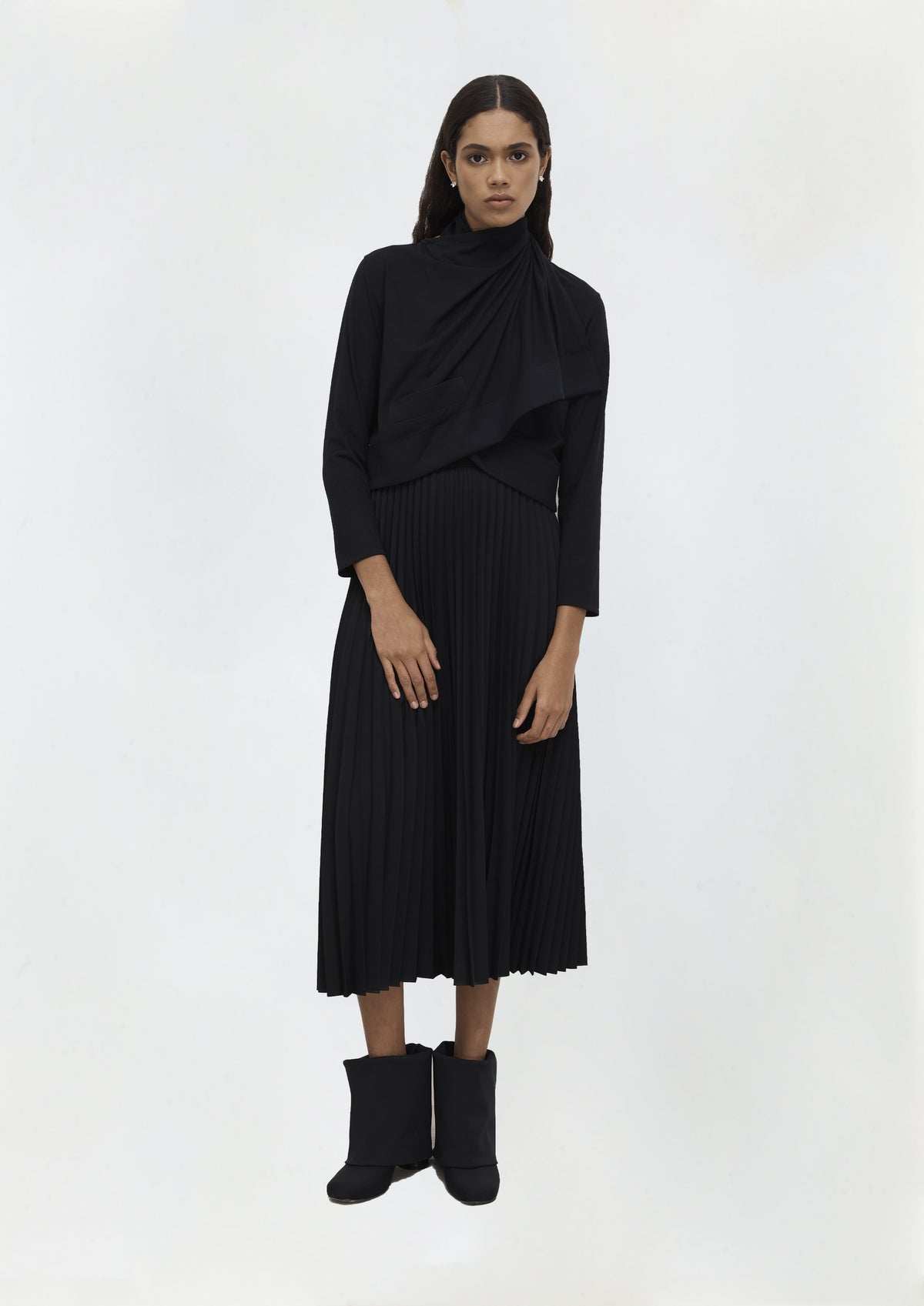 SAIA PLISSADA MIDI GABARDINE