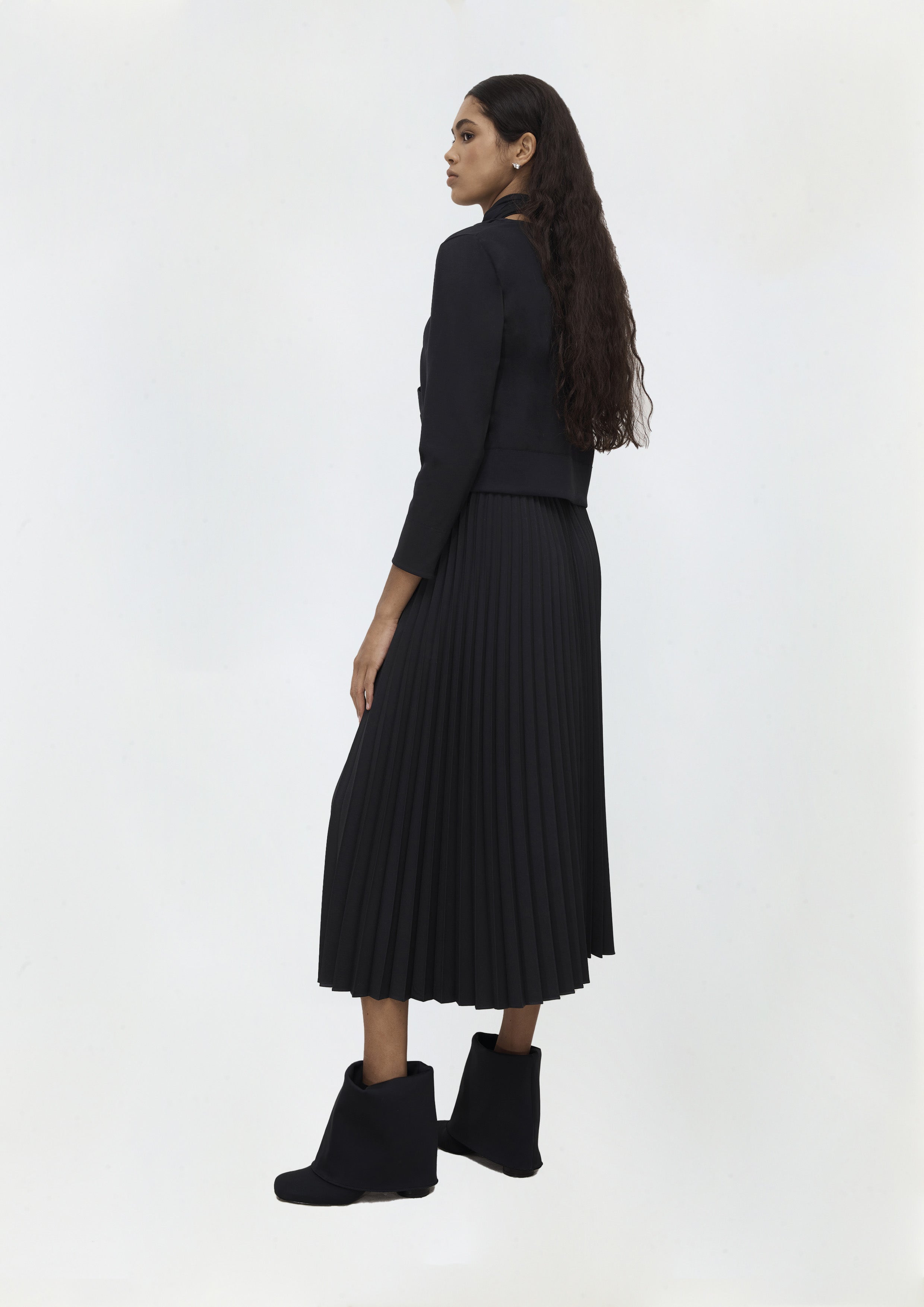 SAIA PLISSADA MIDI GABARDINE