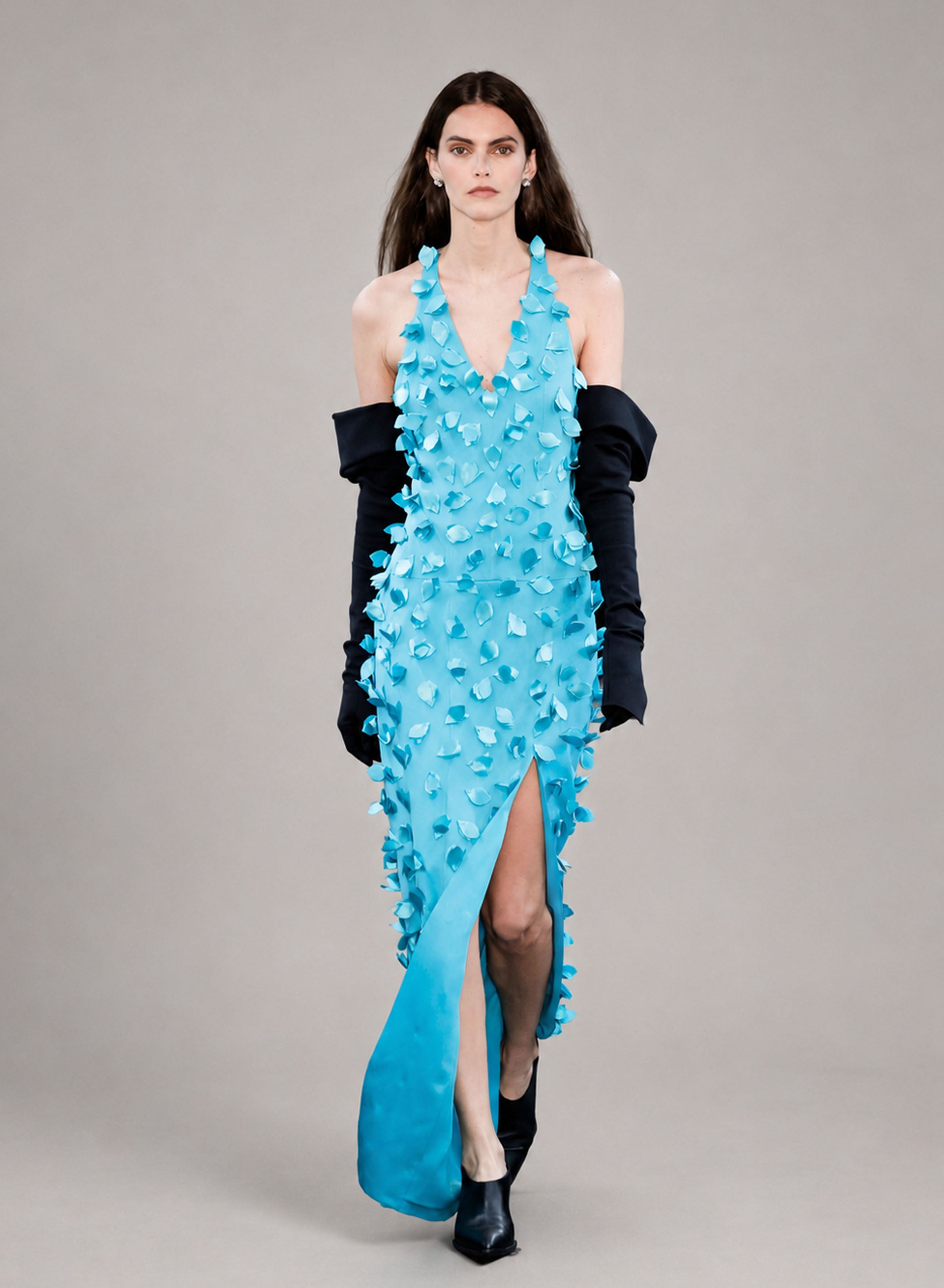 VESTIDO LONGO DECOTE V COM FENDA