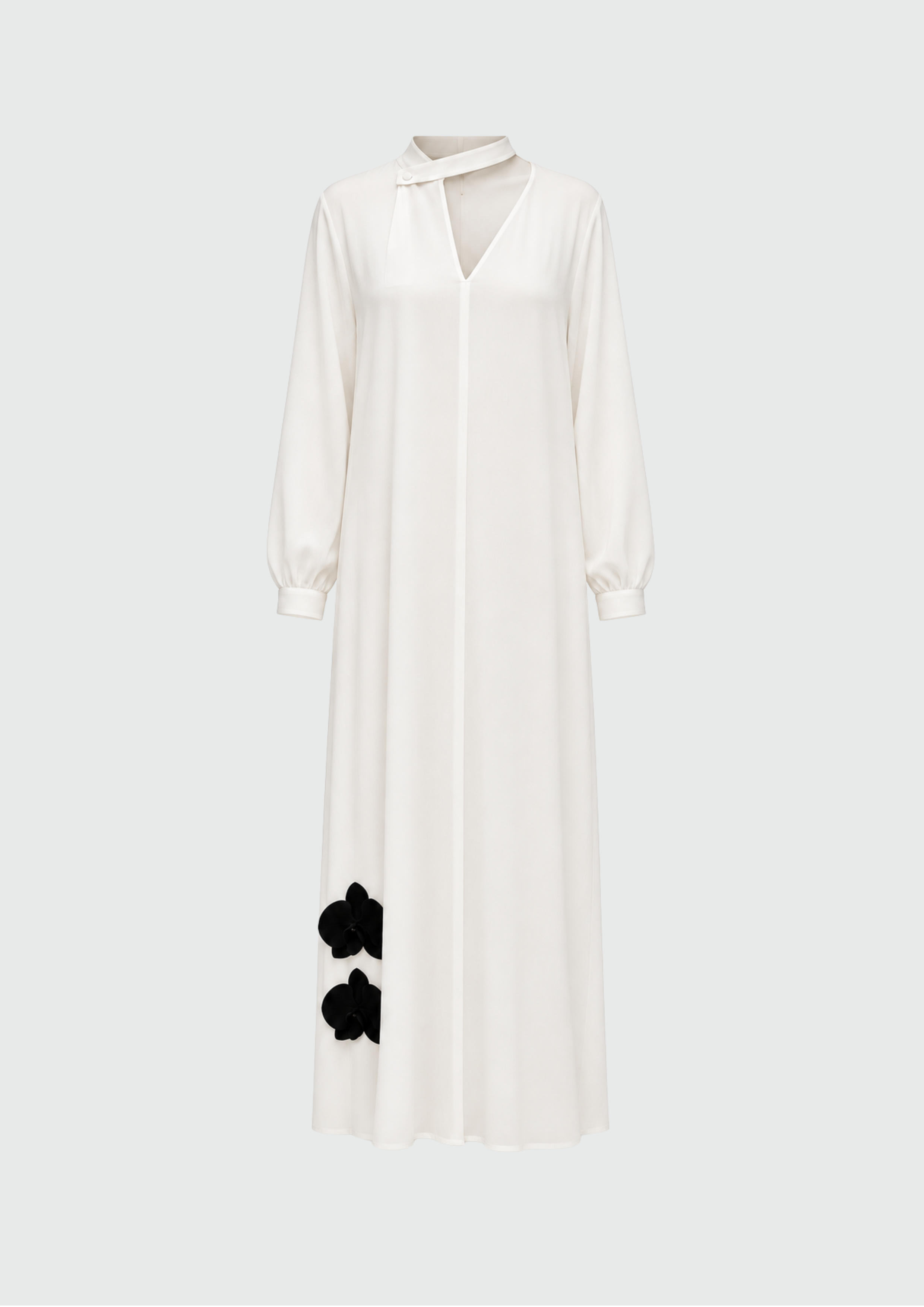 VESTIDO DECOTE ASSIMÉTRICO COM FLORES