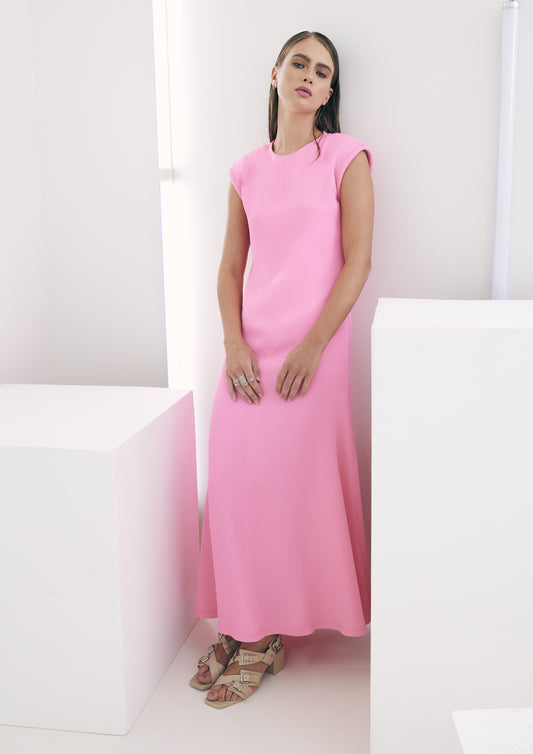 VESTIDO EVASE COM OMBREIRA DE CREPE