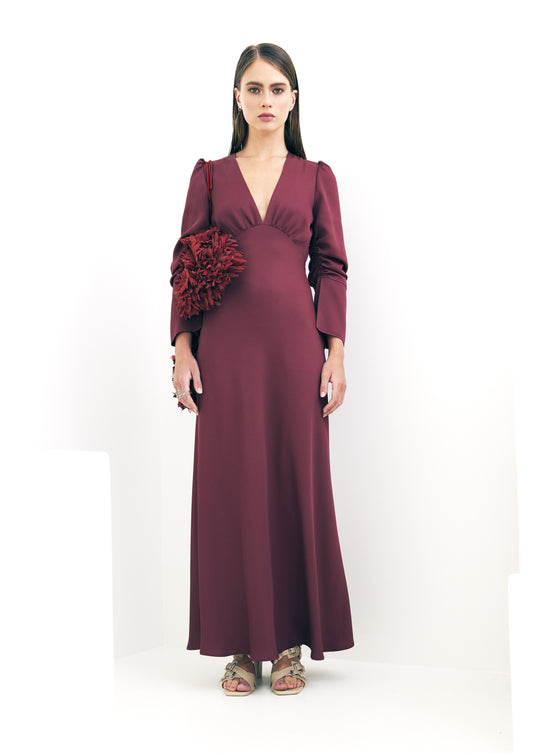 VESTIDO DECOTE V COM MANGA