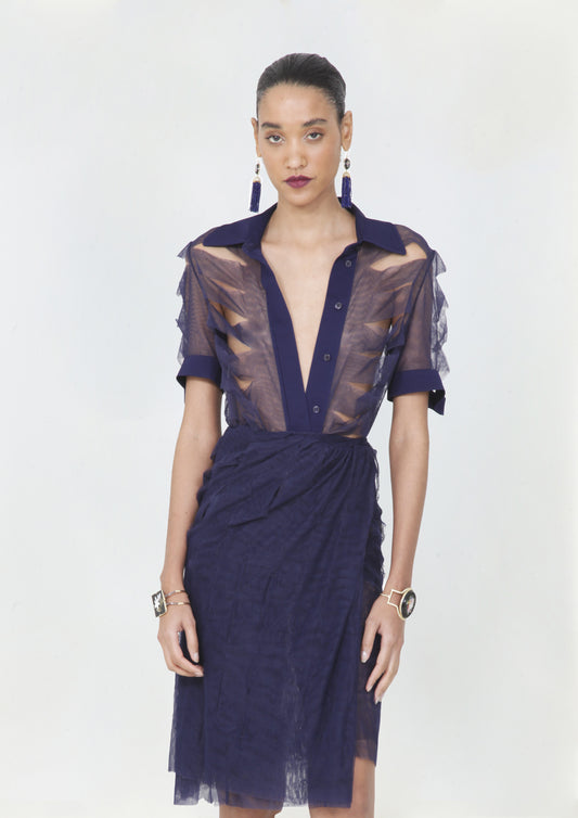 CAMISA RENASCIMENTO VAZADA DE TULE