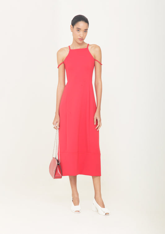 VESTIDO DE ALÇA COM BARRADO