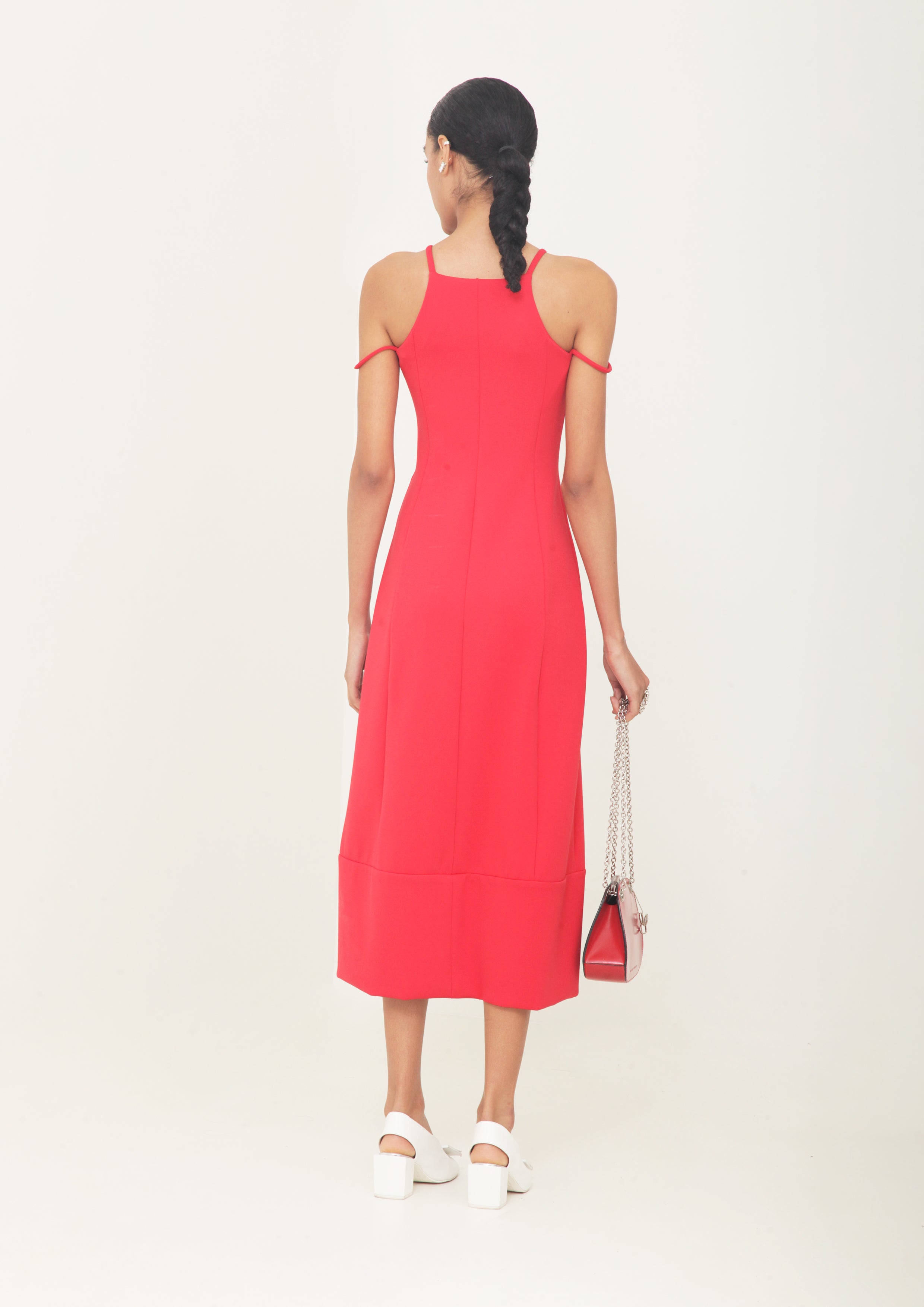 VESTIDO DE ALÇA COM BARRADO