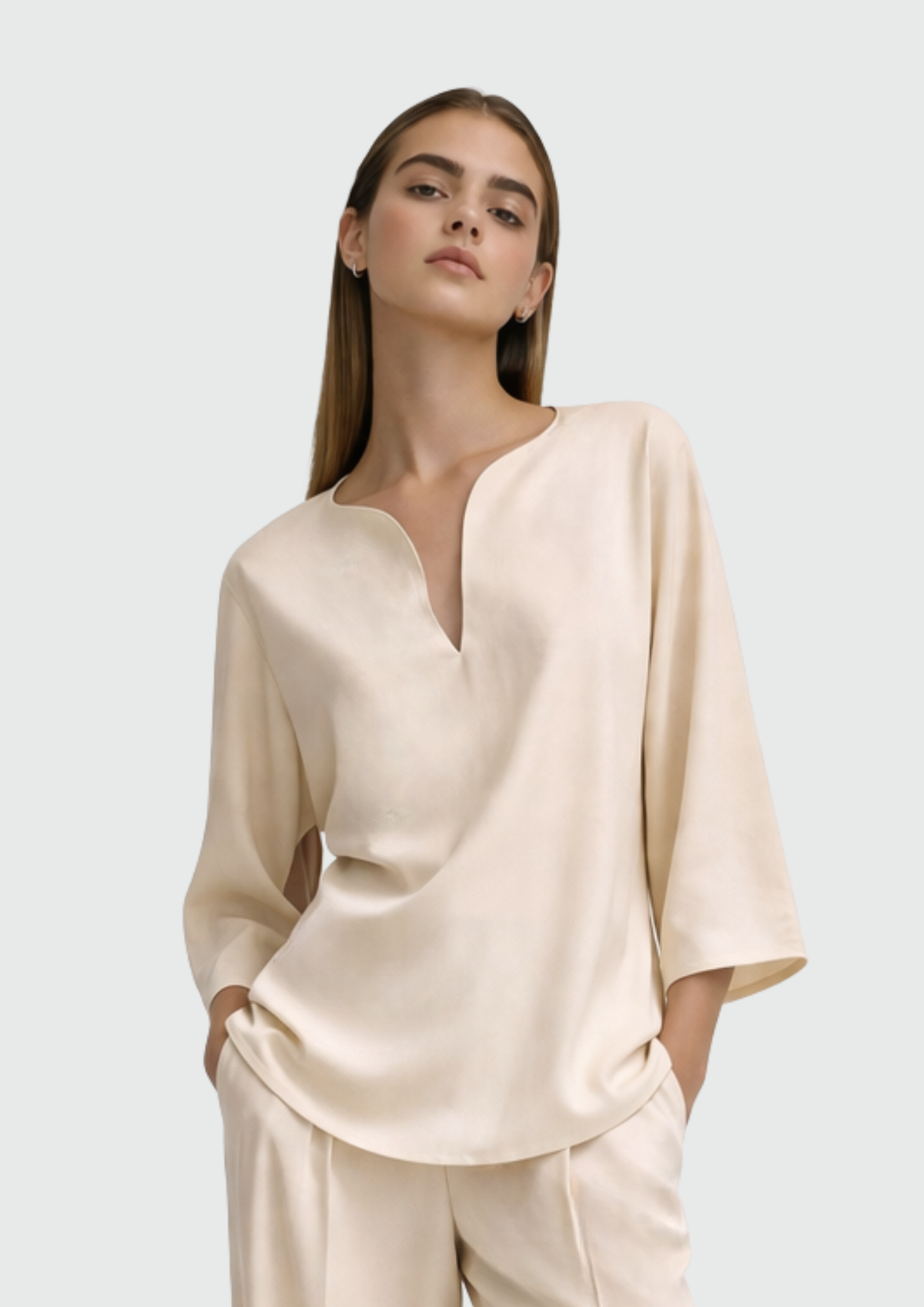 BLUSA DECOTE V ARREDONDADO