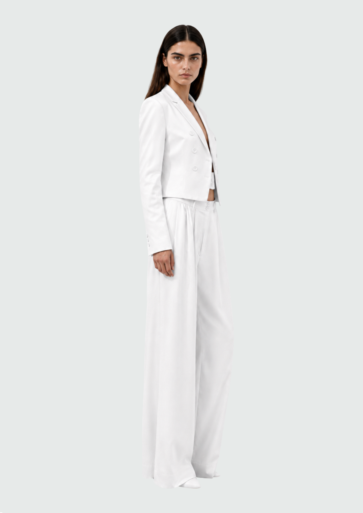 CALÇA COM CÓS DUPLO AMPLA