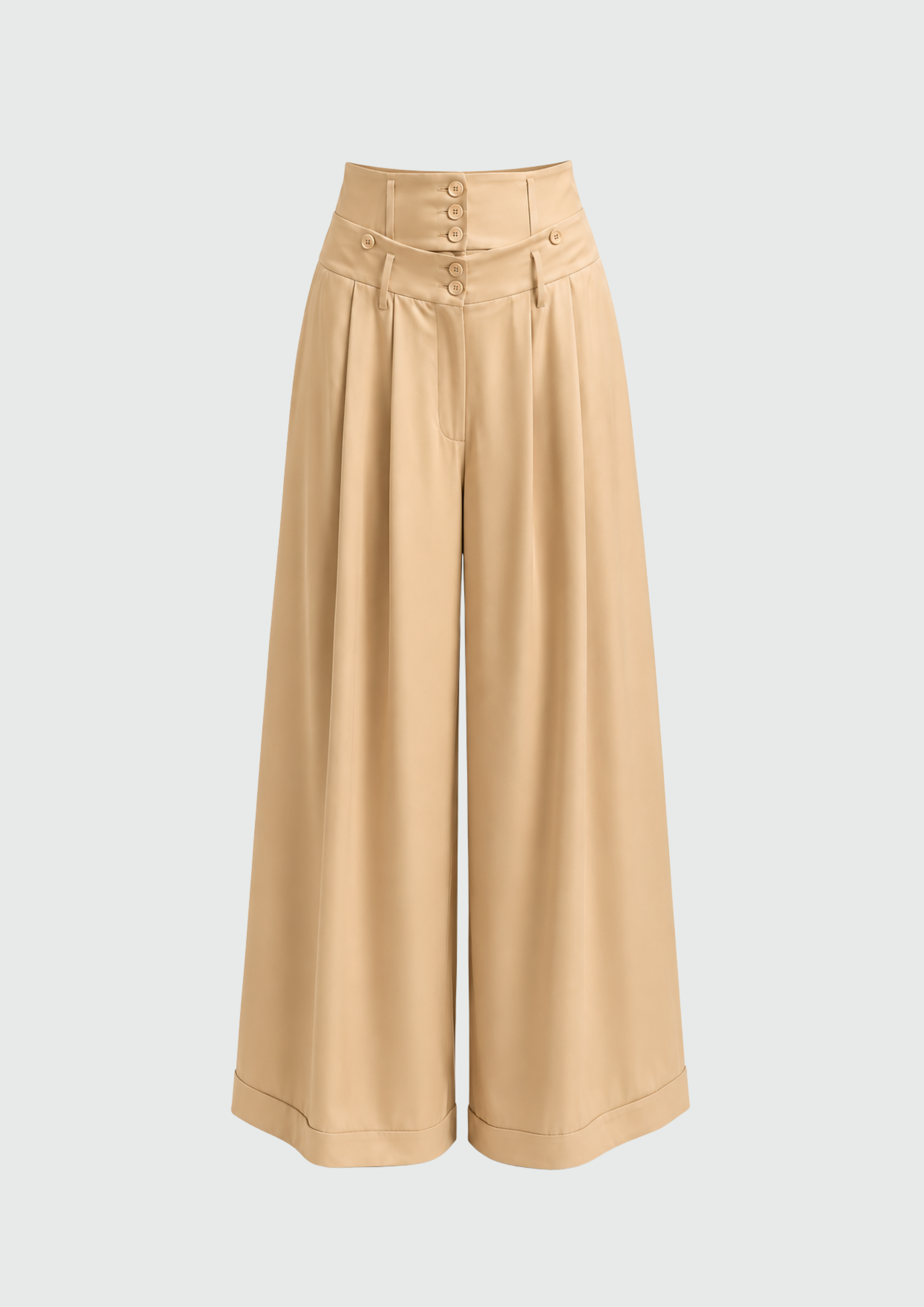 CALÇA COM CÓS DUPLO AMPLA