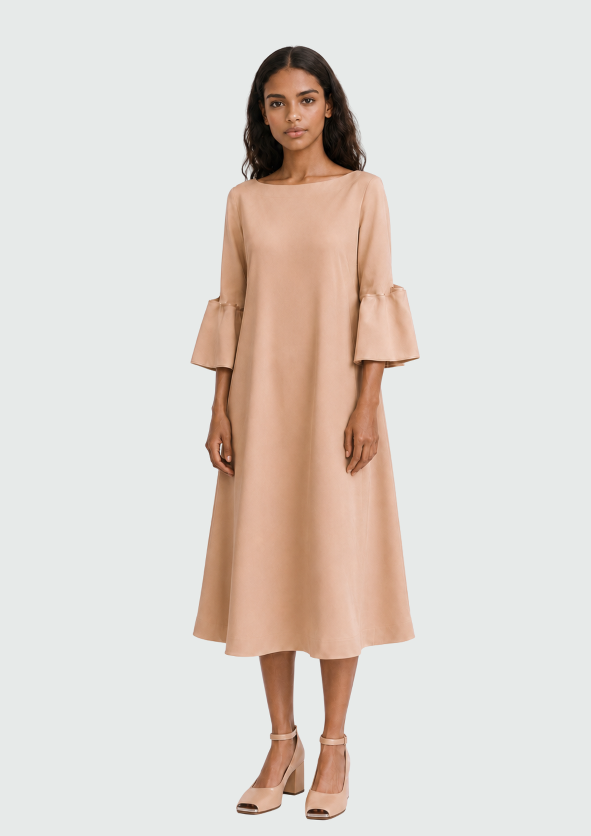 VESTIDO DETALHE NAS MANGAS