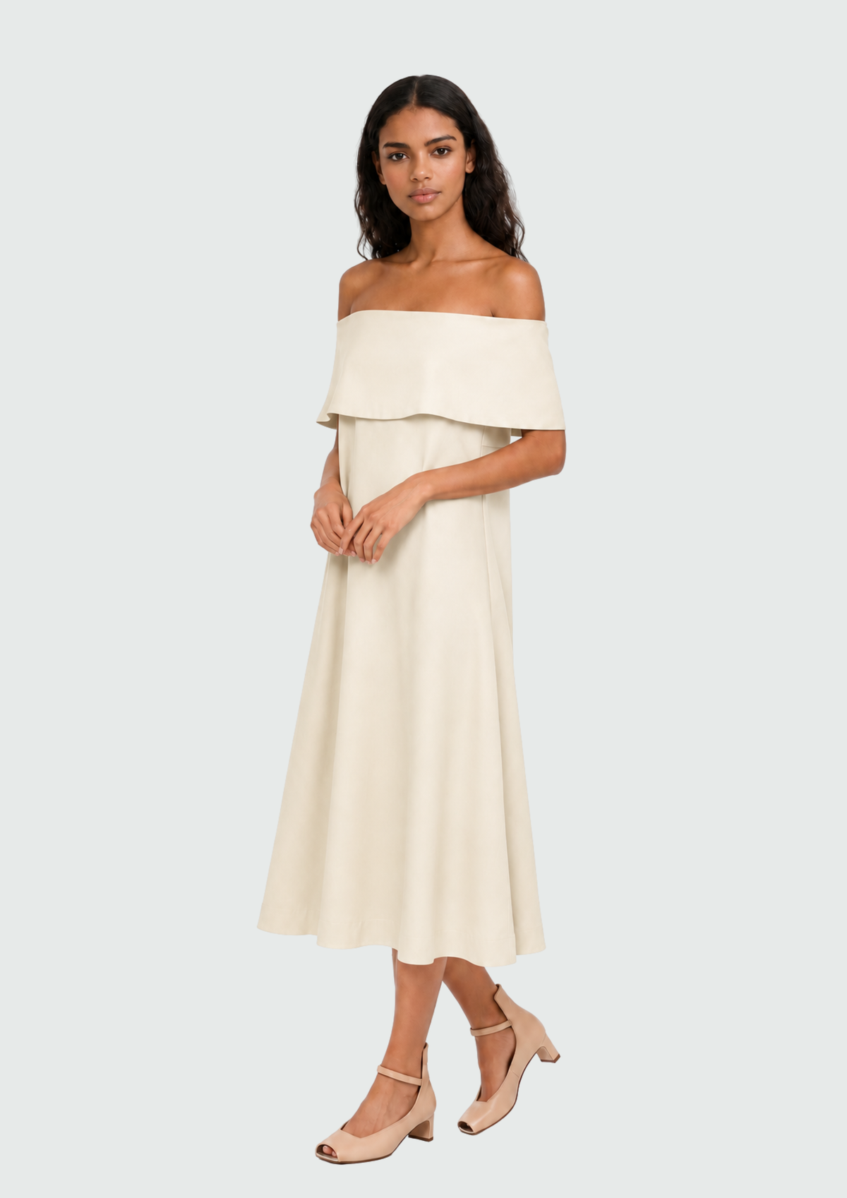 VESTIDO MIDI OMBRO A OMBRO