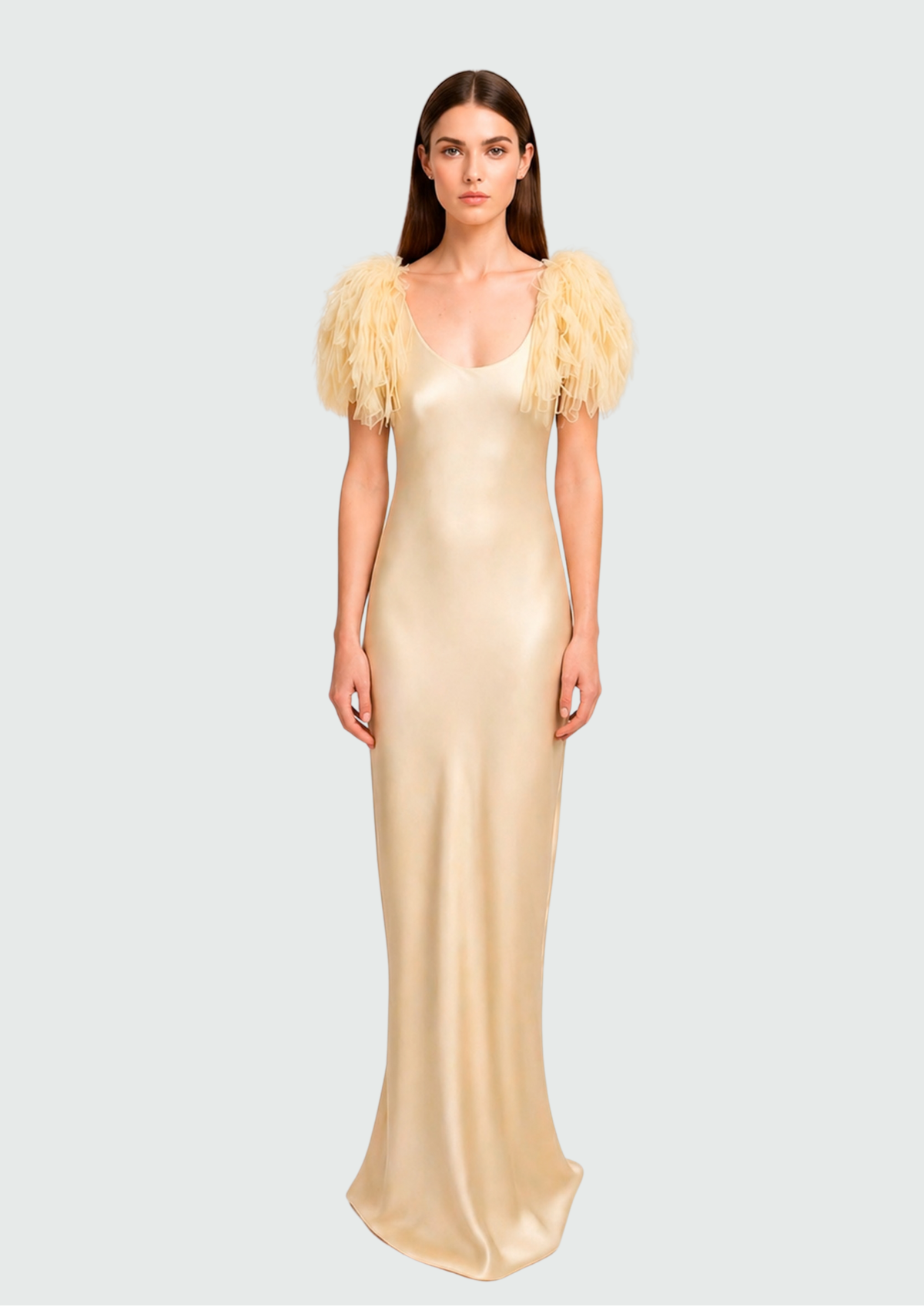 VESTIDO VIÉS COM APLICAÇÕES