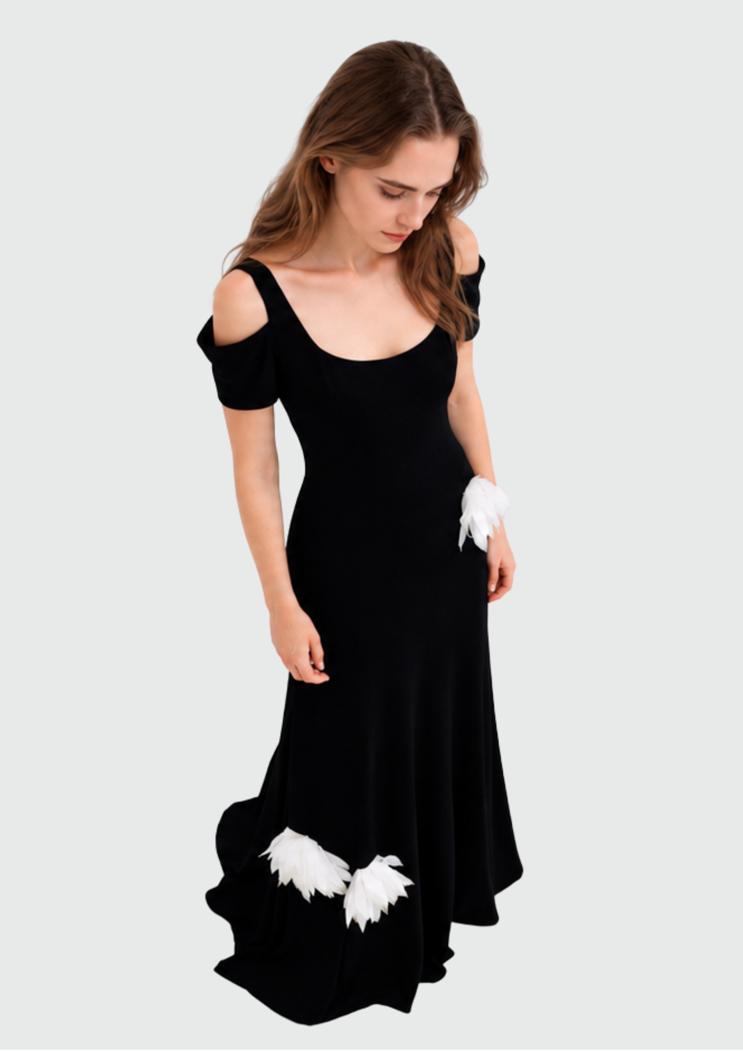VESTIDO LONGO JERSEY COM FLORES