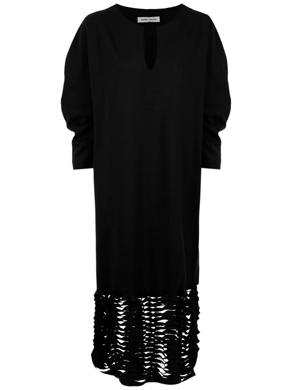 VESTIDO COM RECORTES NA BARRA