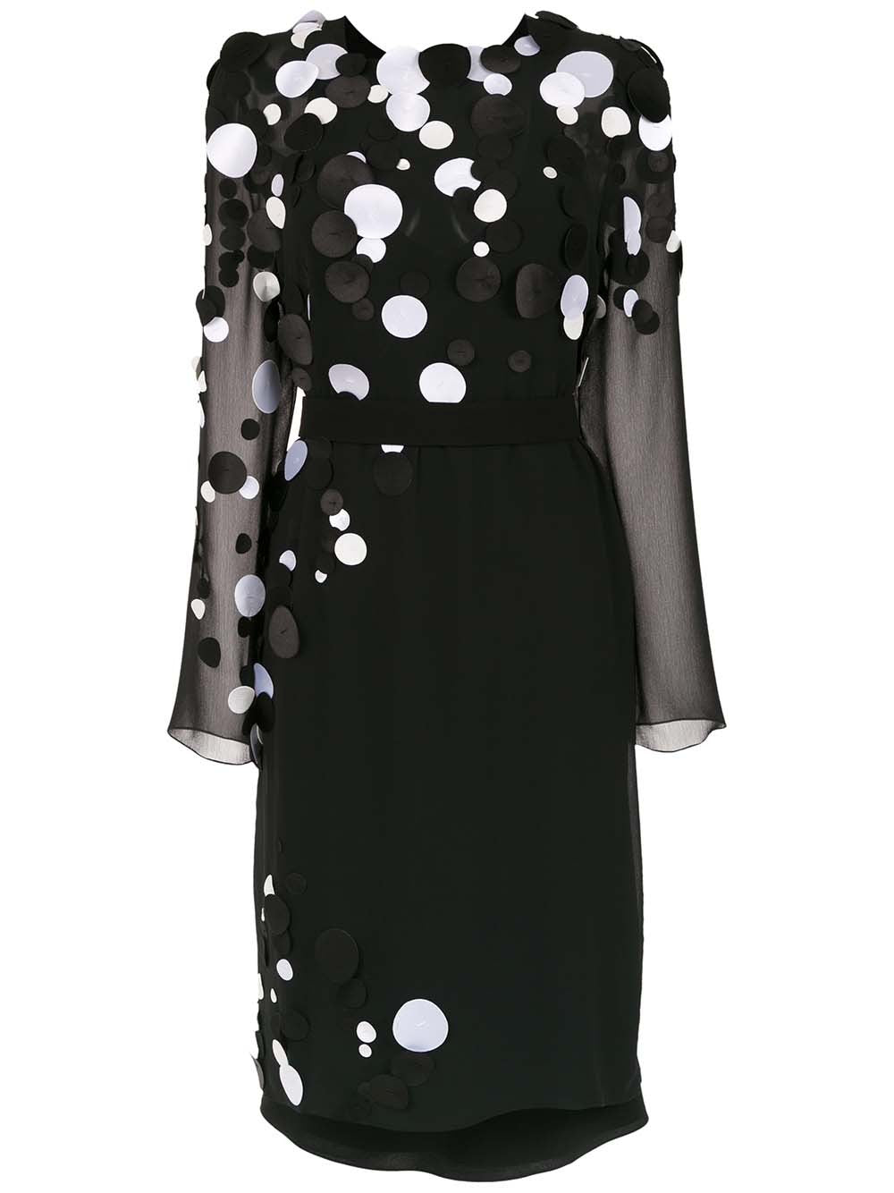 VESTIDO MANGA LONGA COM FAIXA DE PAETÊ