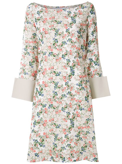 VESTIDO DECOTE CANOA ESTAMPADO FLOR DE VISCOSE