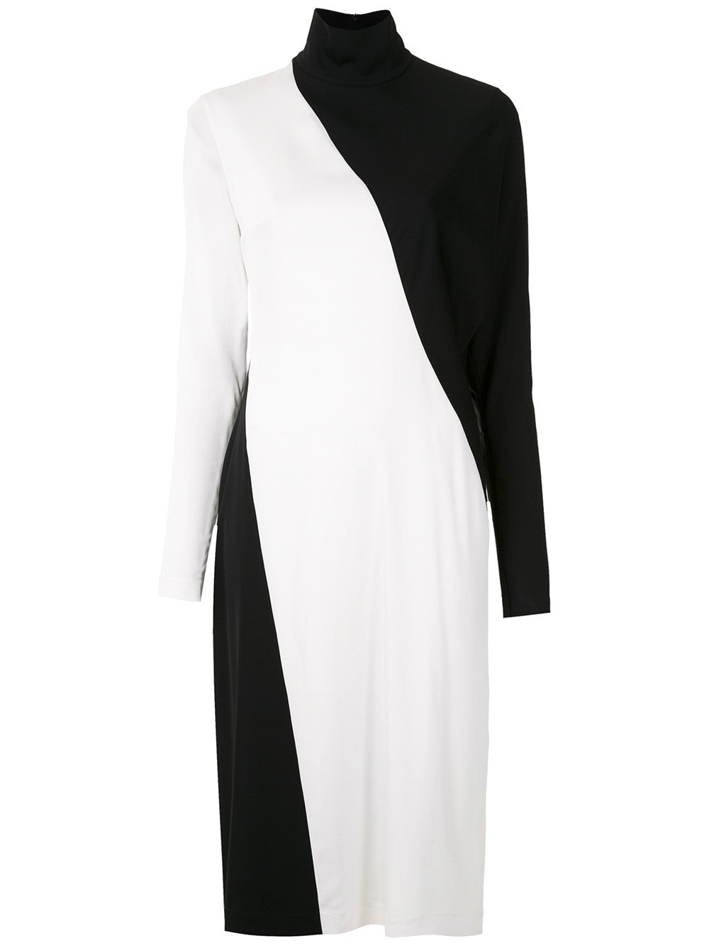 VESTIDO MIDI BICOLOR DE CREPE