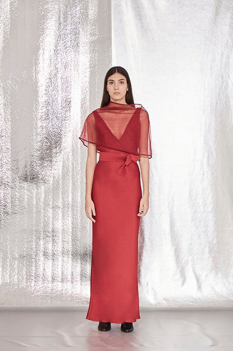 VESTIDO LONGO DECOTE FRENTE E COSTAS CREPE