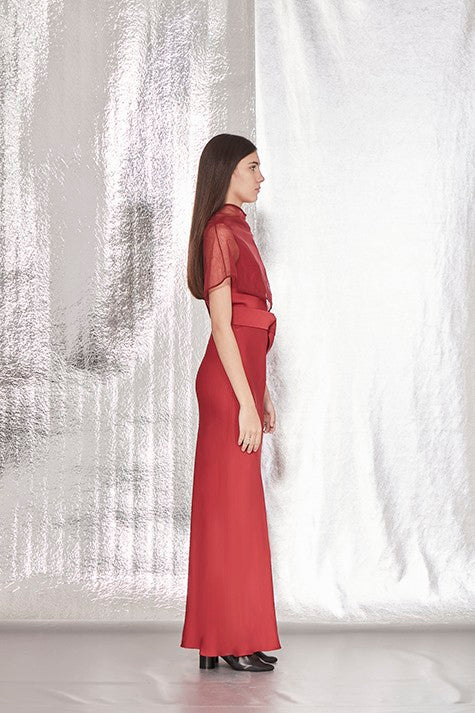 VESTIDO LONGO DECOTE FRENTE E COSTAS CREPE