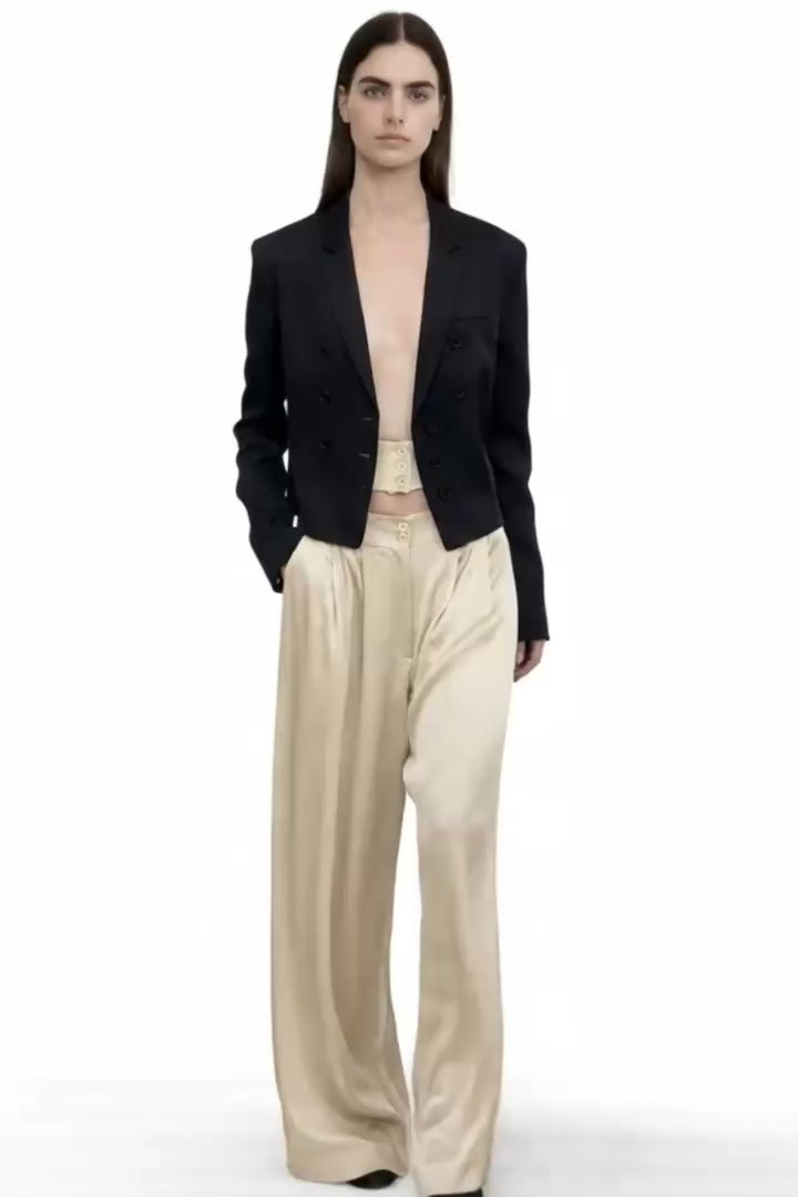 CALÇA COM CÓS DUPLO AMPLA