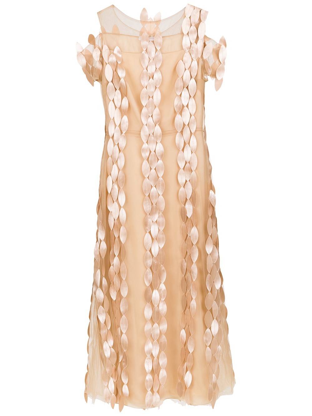 VESTIDO MIDI APLICAÇÃO FOLHA