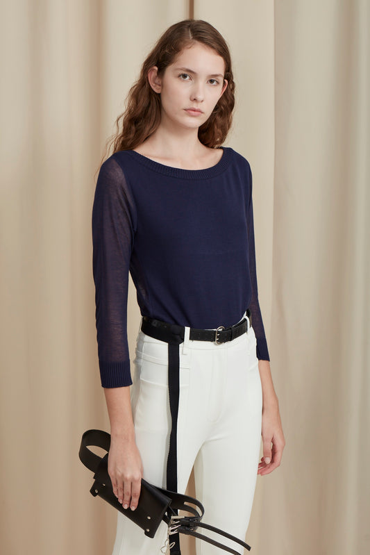 BLUSA COSTAS TRANSPARENTE TRICOT