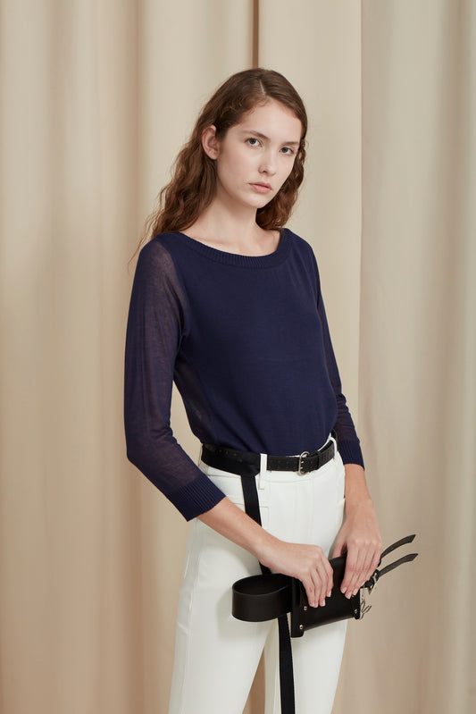 BLUSA COSTAS TRANSPARENTE TRICOT