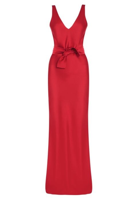 VESTIDO LONGO DECOTE FRENTE E COSTAS DE CREPE