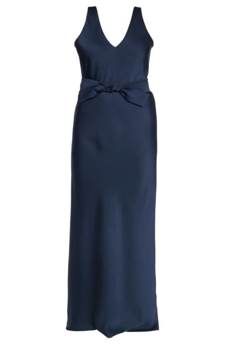 VESTIDO LONGO DECOTE FRENTE E COSTAS DE CREPE